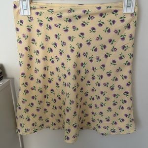 h&m floral yellow mini skirt